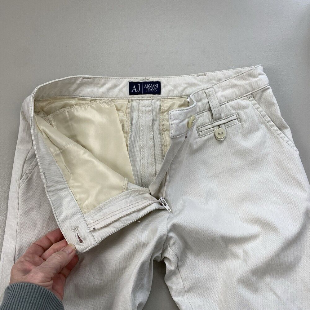 Armani Jeans Womens 28 Beige Mid Rise Ankle Straight Stretch 30x27 Neutral AJ - Picture 7 of 16